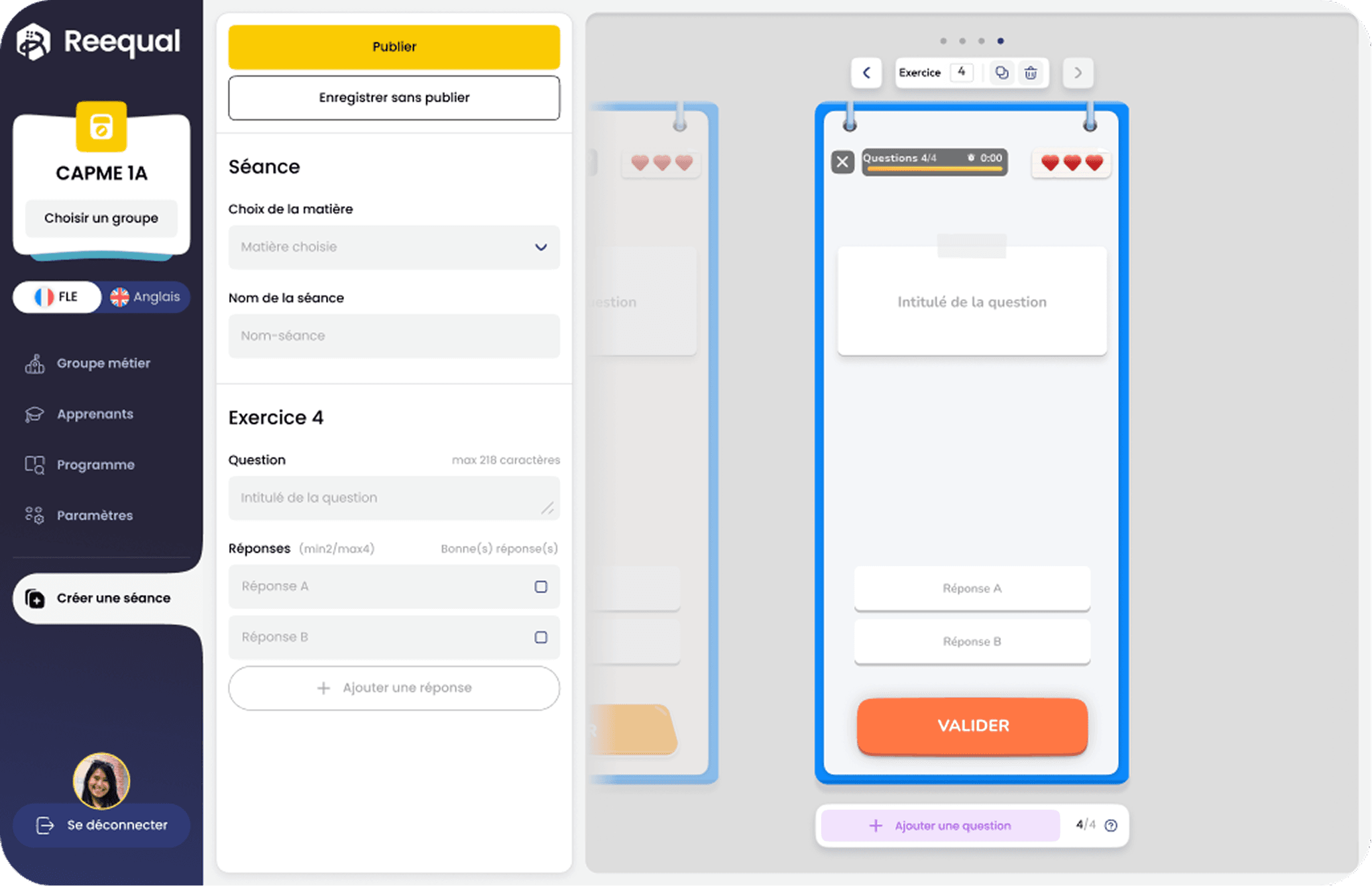 Éditeur de scénarios avec aperçu mobile de la question